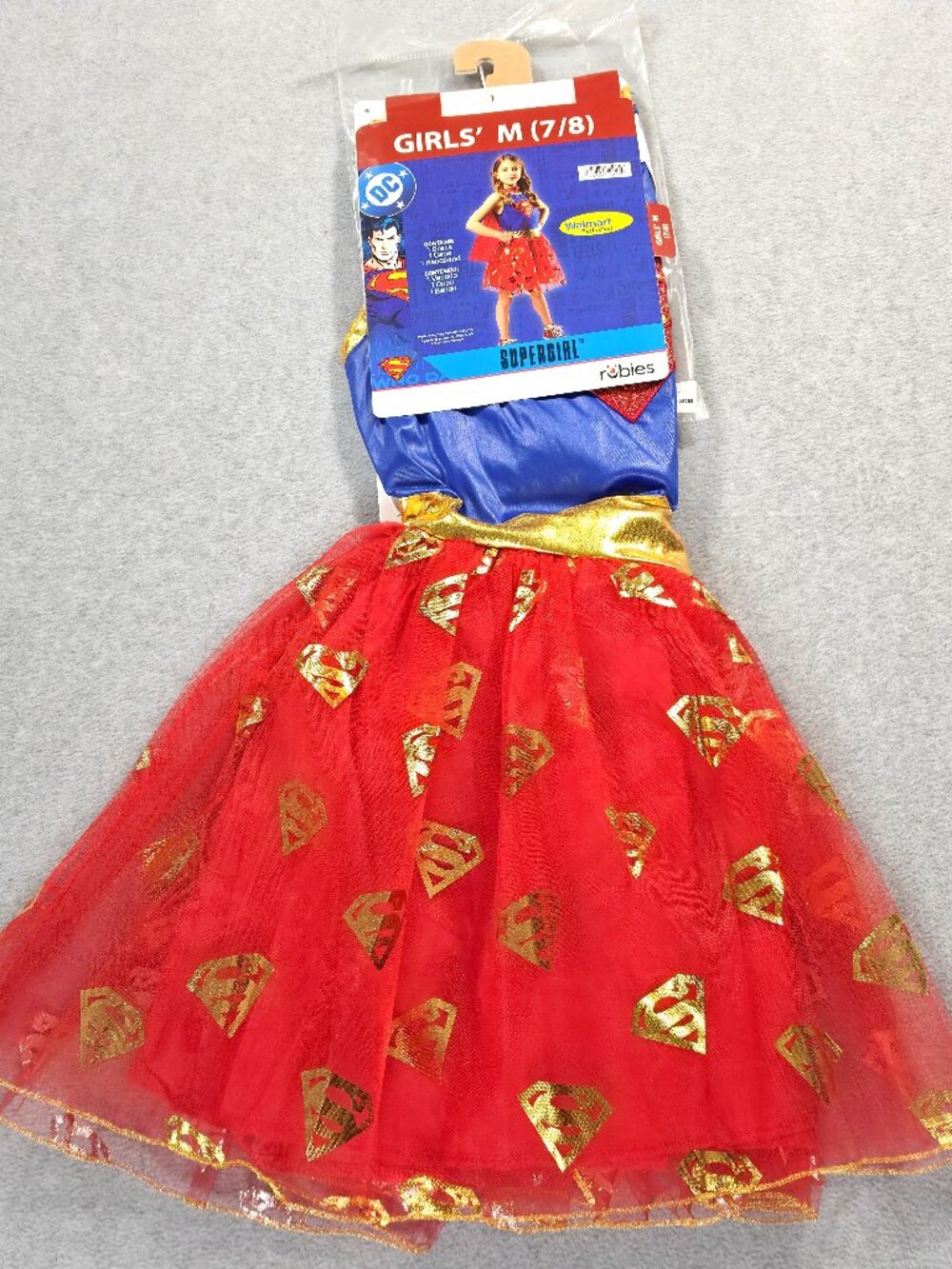 Supergirl Costume Girls Sz Medium 7-8 Halloween DC Comics 3-Pcs Set NWT